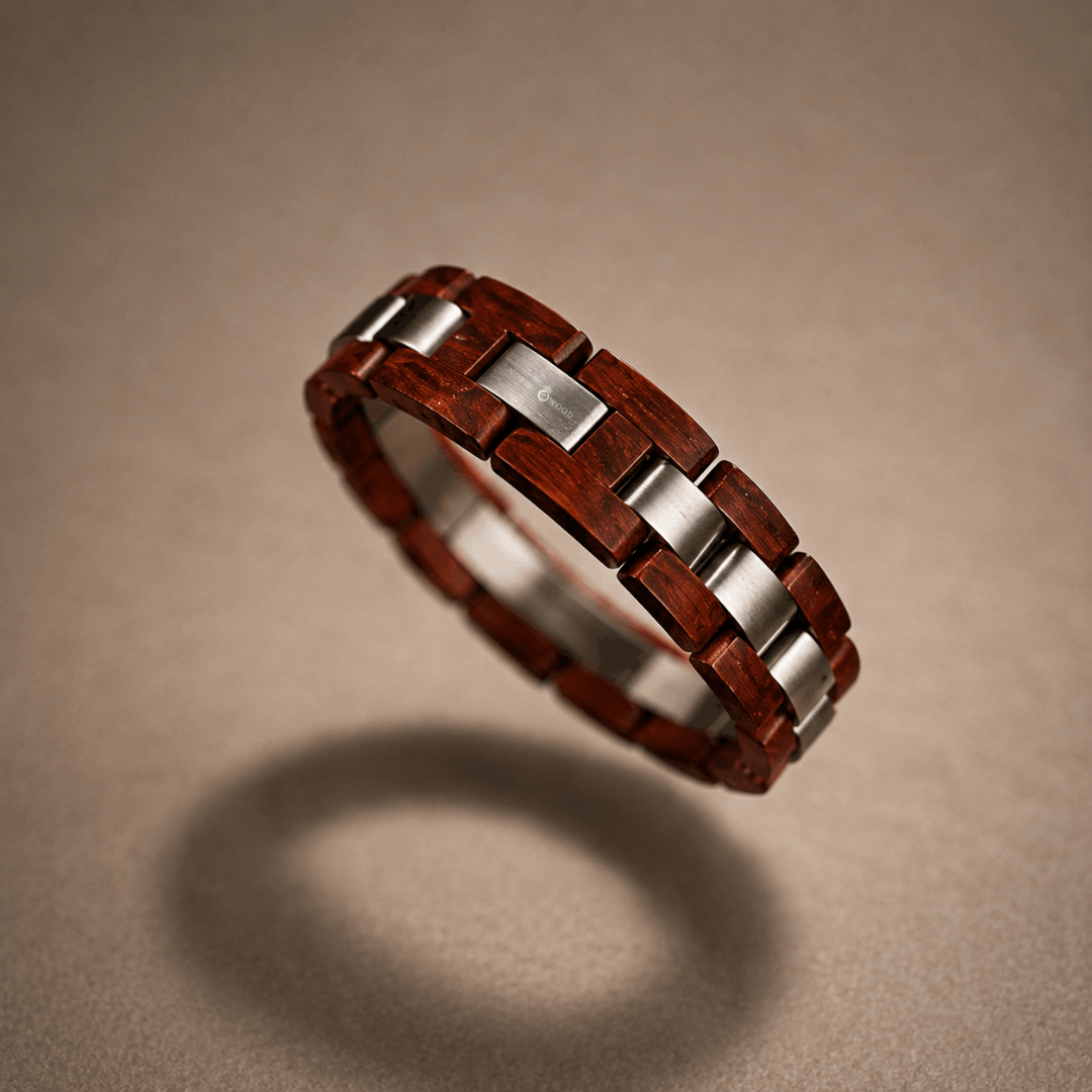 Bracelet bois de santal et acier inoxydable
