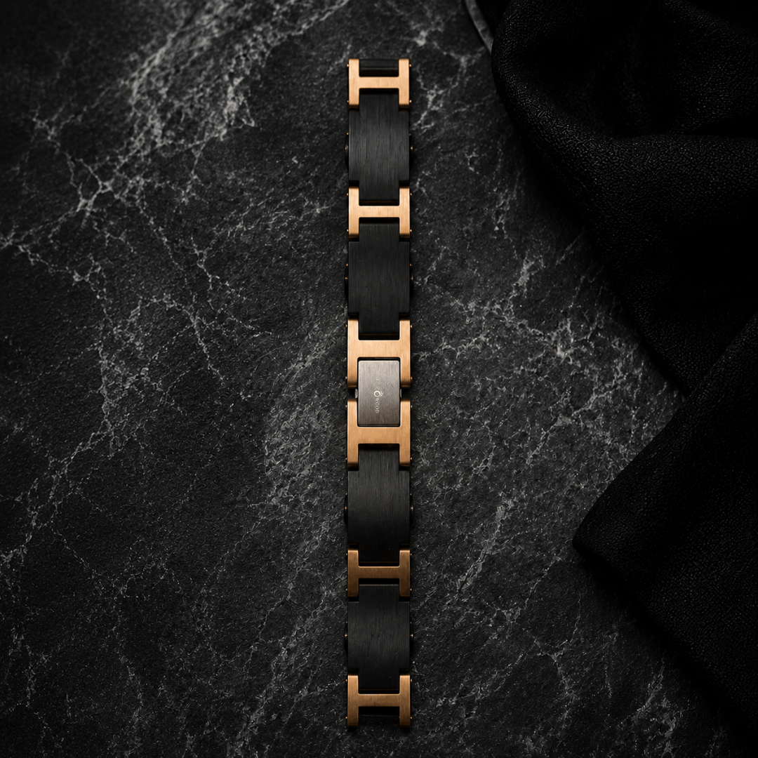 Bracelet homme bois ébène et acier inxoydable
