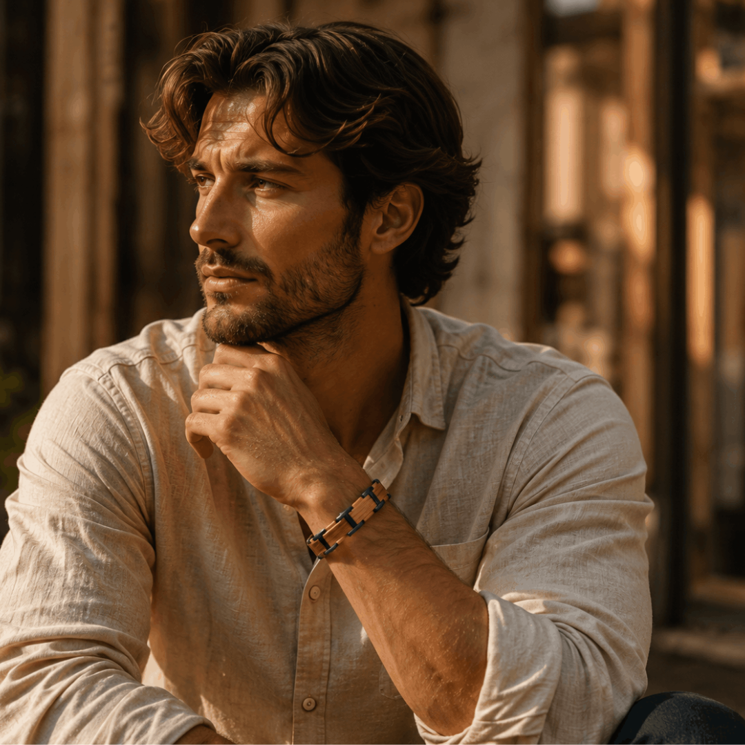 Bracelet en bois de koa clair homme