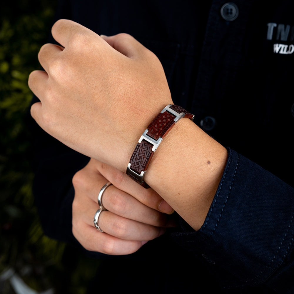 Bracelet en bois et acier inoxydable homme