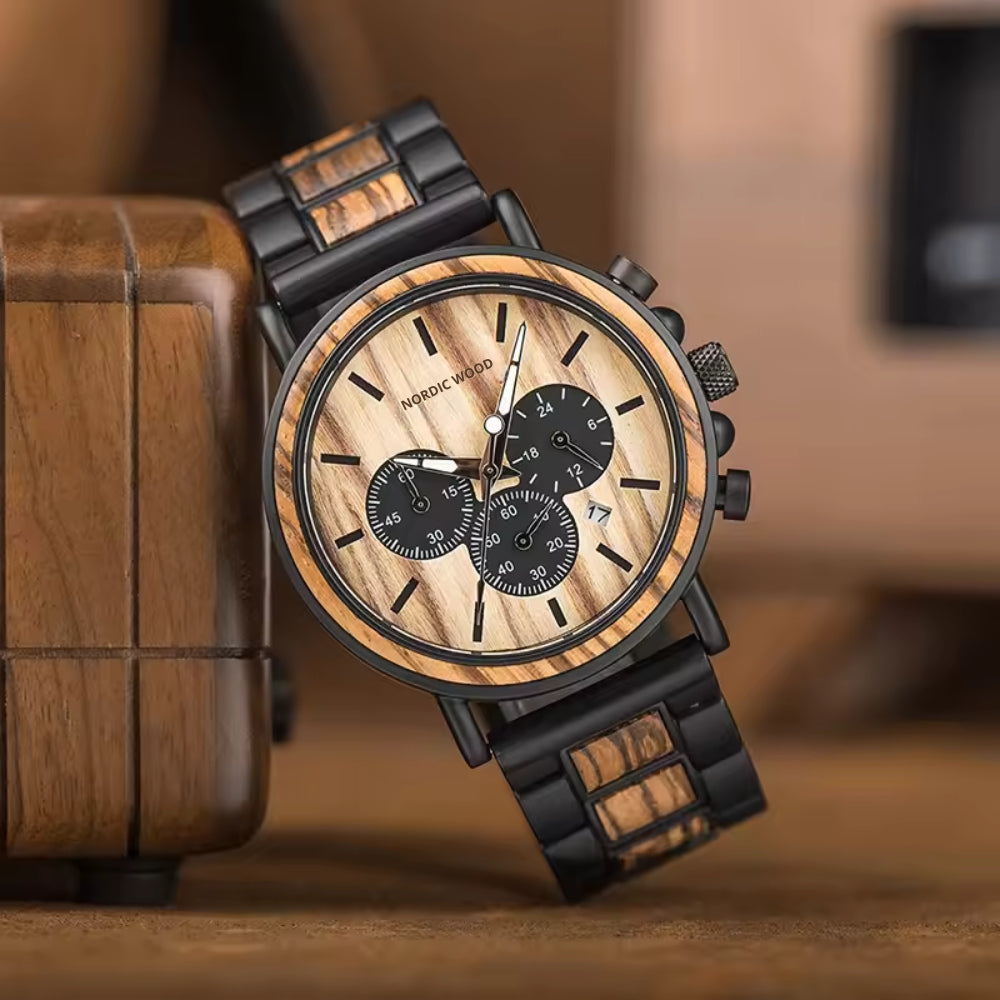 montre-bois-acier-homme