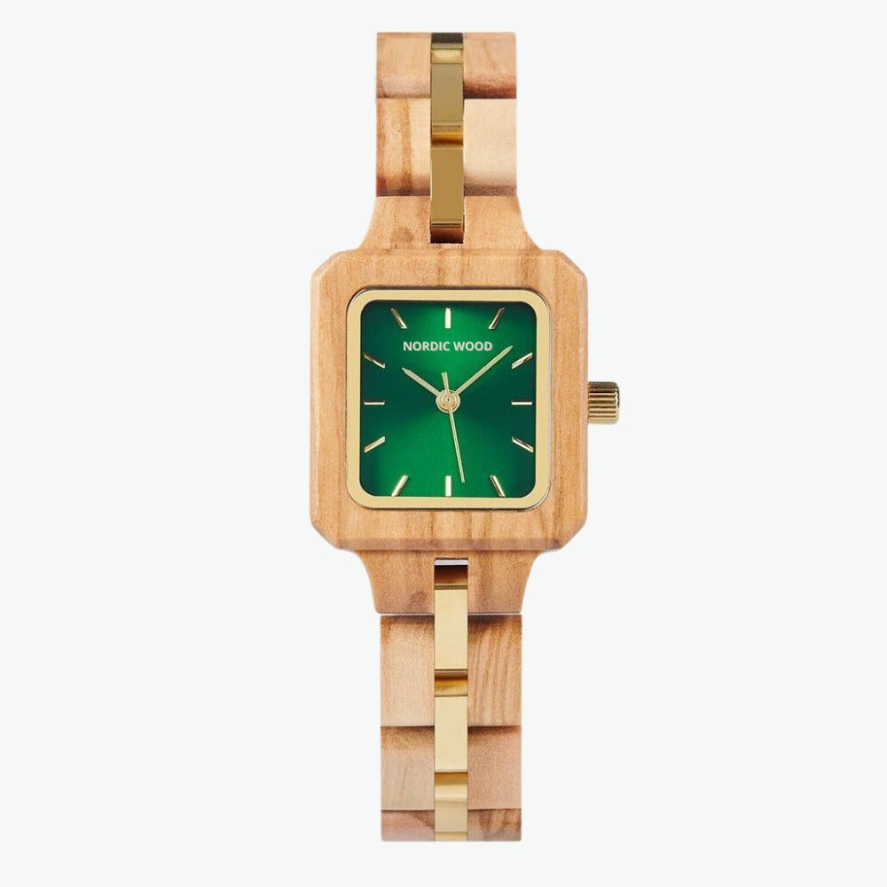 montre-bois-femme-verte
