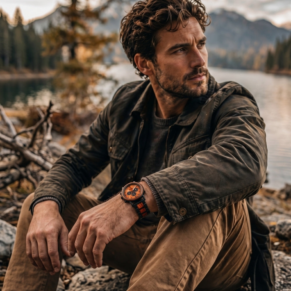 montre-pour-homme-rouge-en-bois