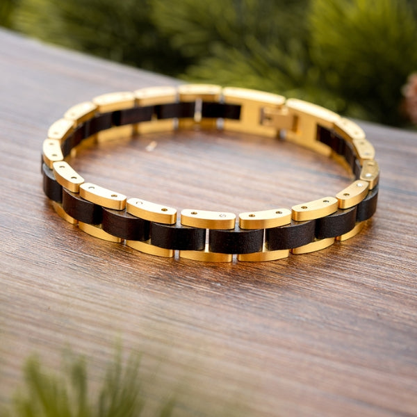 bracelet acier noir et jaune