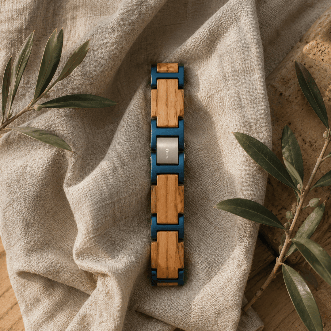 Bracelet en bois de Koa et acier homme