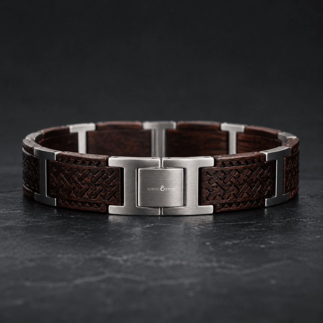 Bracelet en bois de koa et acier inoxydable gris