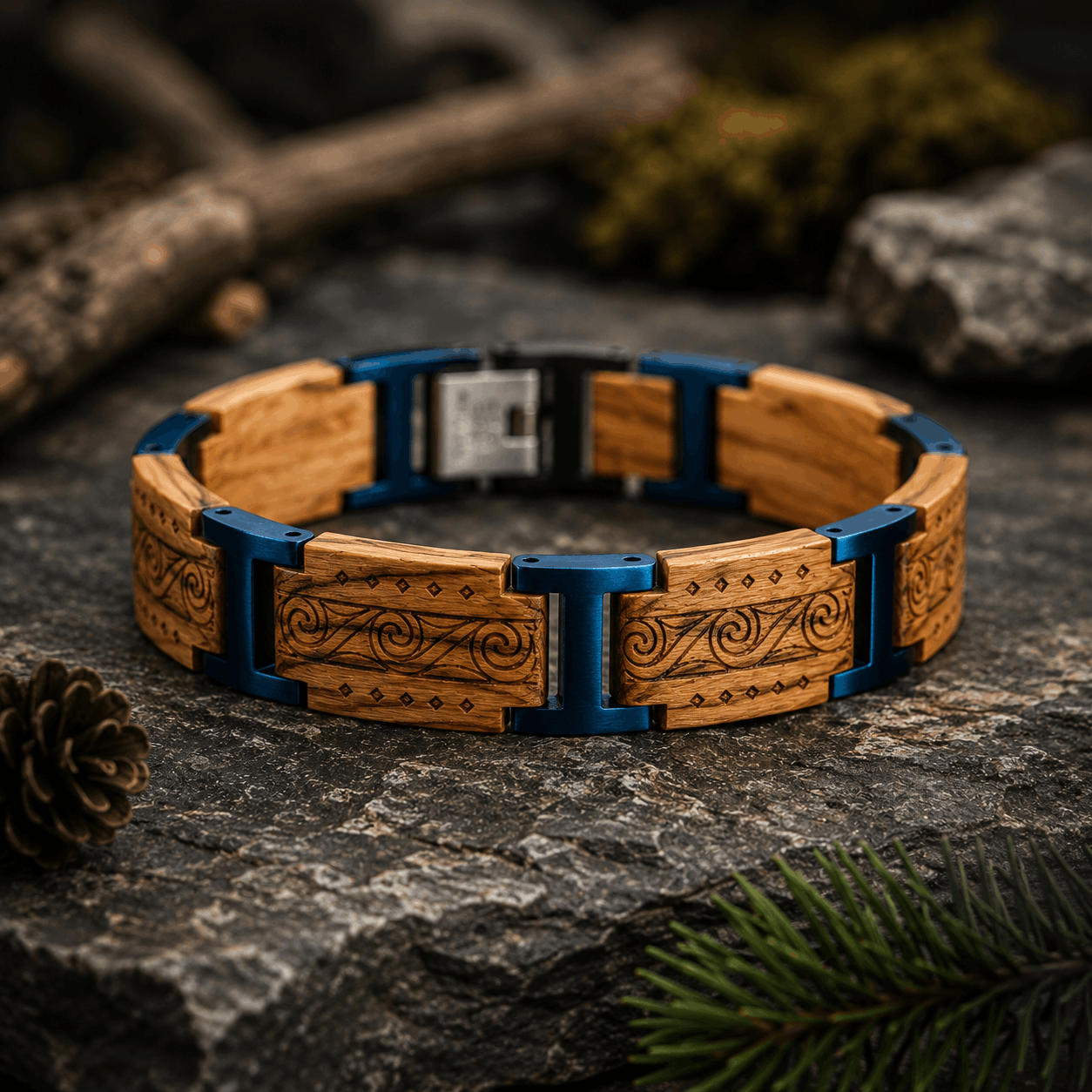 Bracelet en bois de koa clair pour homme