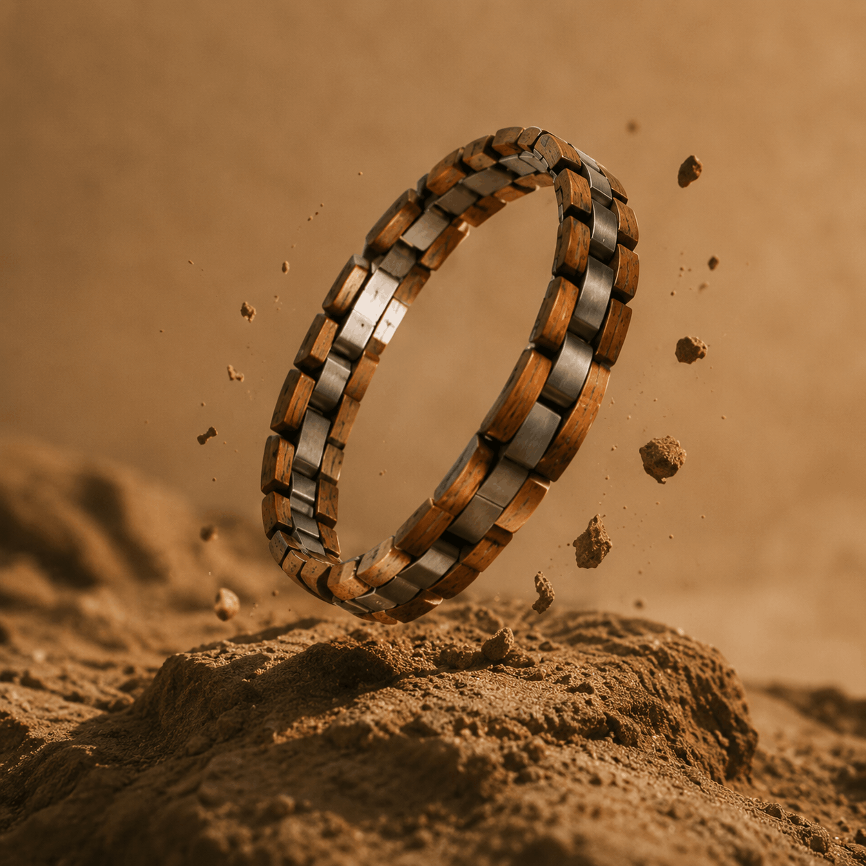 Bracelet en bois de koa et acier inoxydable