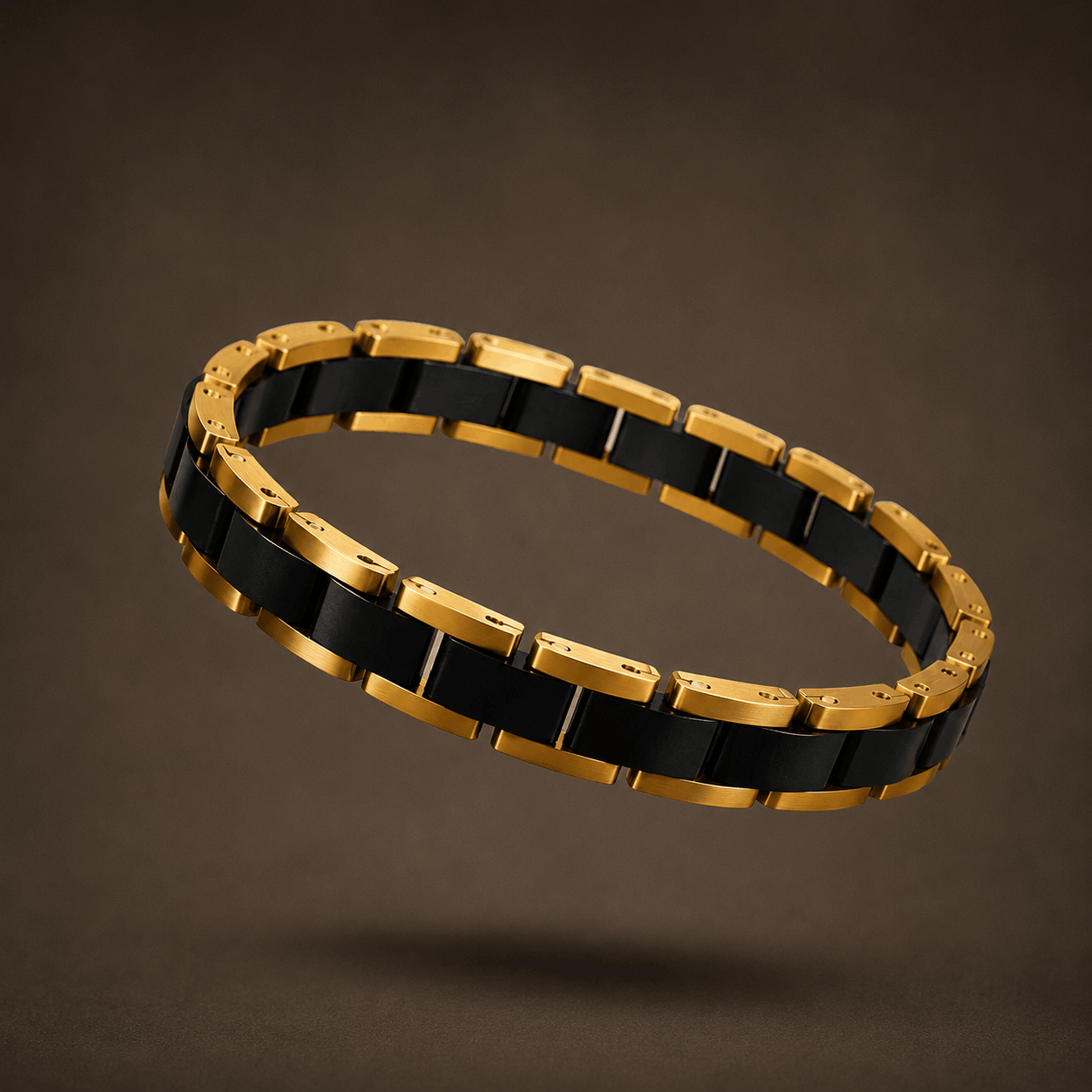 Bracelet en bois d'ébène noir et acier inoxydable pour homme