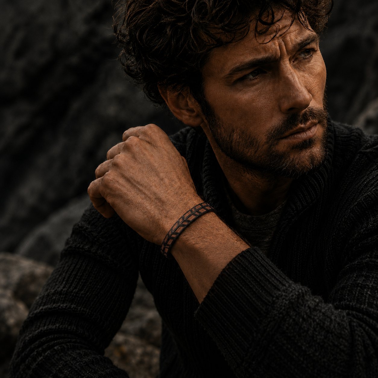 bracelet-pour-homme-brun-en-bois