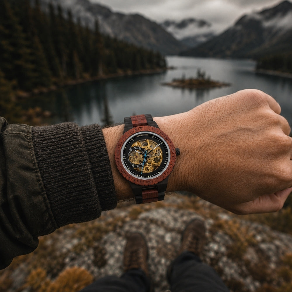 montre-automatique-rouge-en-bois