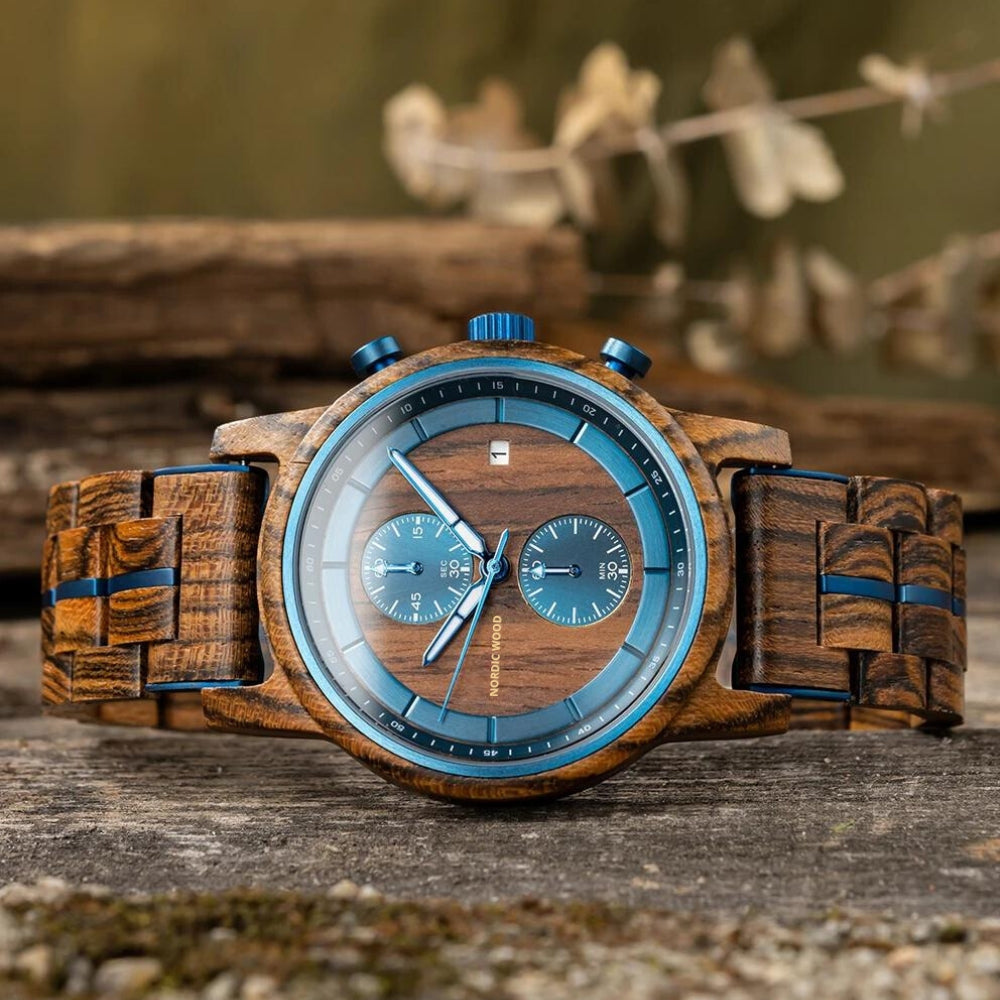 montre-bois-bambou-homme-bleu